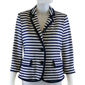 !SOLD! CLEO Navy & White Striped Women's Blazer Two Button Front Small Petite